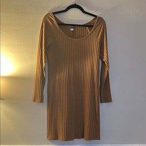 Old Navy Brown Ribbed Midi Dress